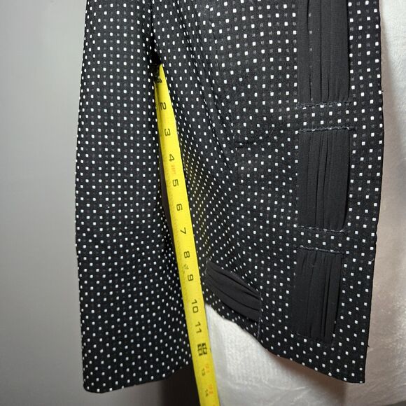 Cabi Black White Polka Dot Jacquard Jacket Blazer Size 4 Style 5156 Collarless - Picture 4 of 9